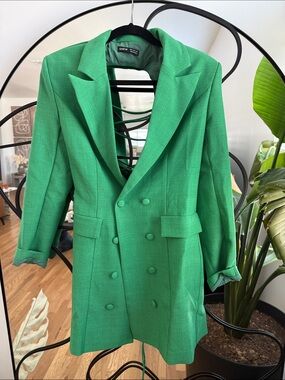 SHEIN Emerald Green Double-Breasted Blazer Dress
